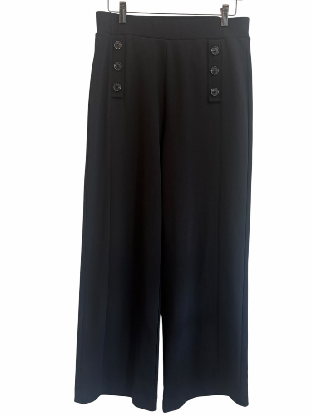 LOFT Black Sailor Button Wide Leg Pants Medium